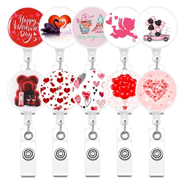 Practical Badge Reel Holder with Clip Valentine Theme for Lover