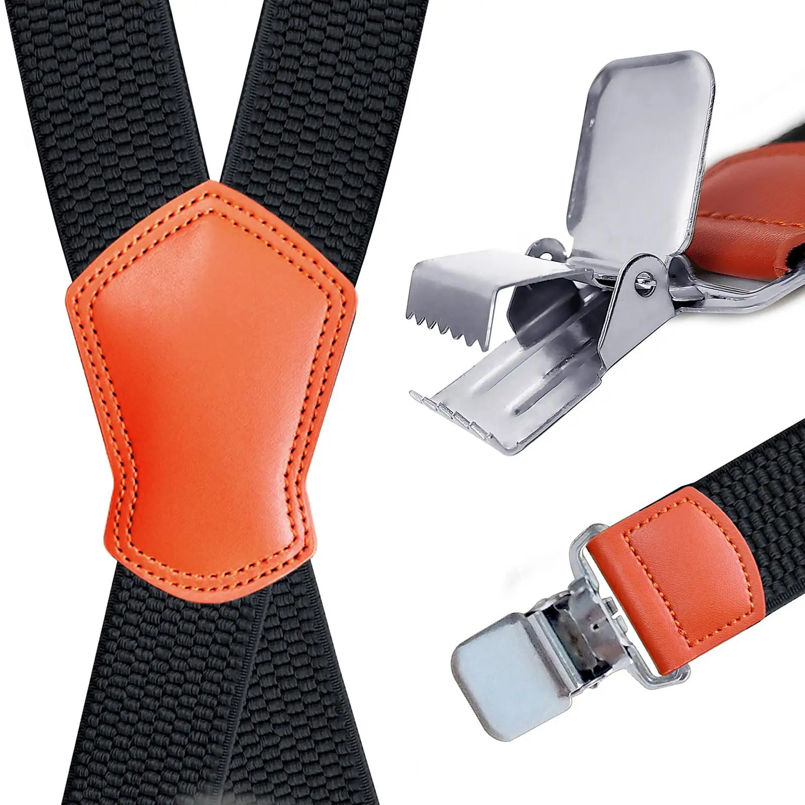 Suspenders for Men, X Shaped Design Adjustable Suspender with 4 Metal Clips Groomsmen Gift