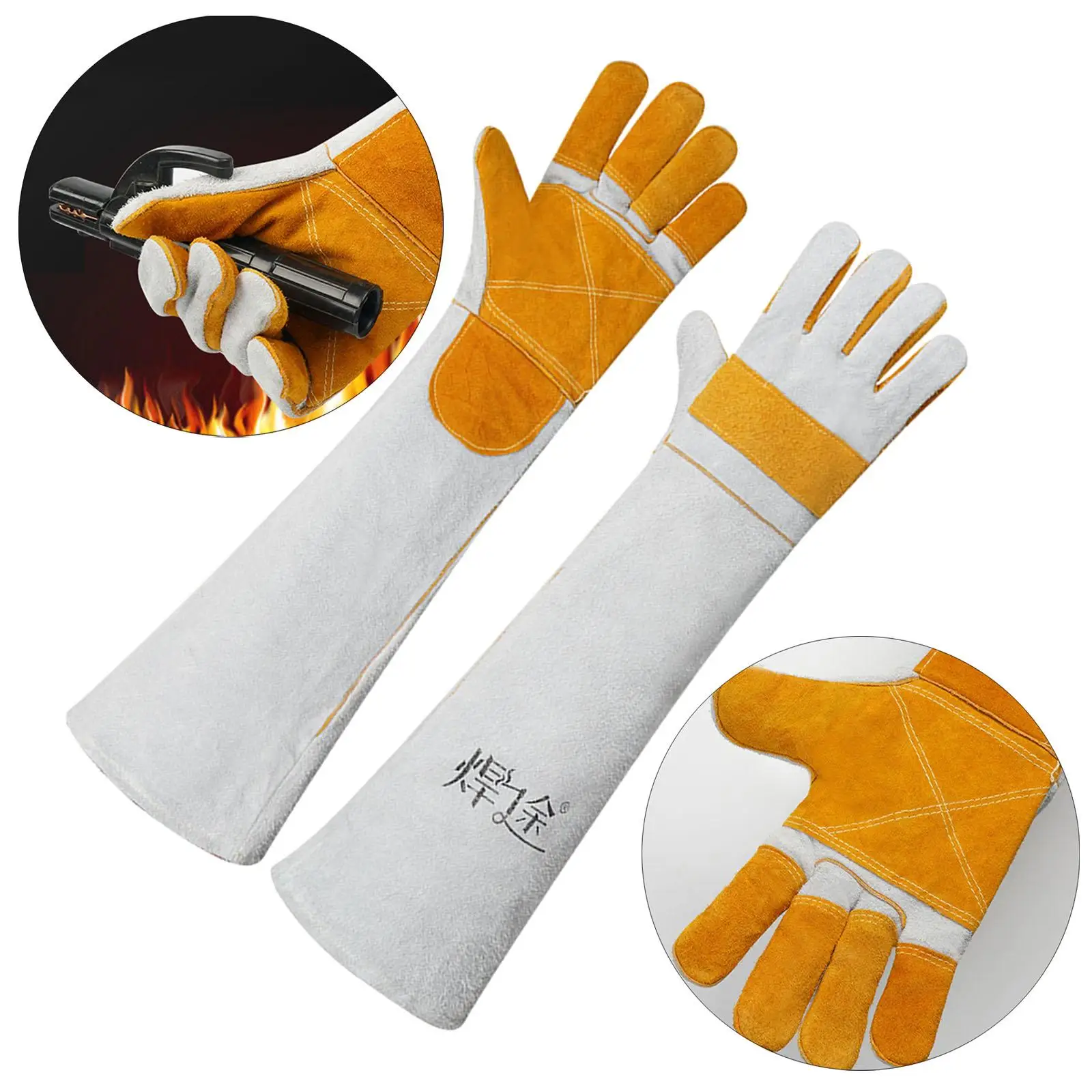Pair of Electric Welding Gloves Wear Resistant Welding Accessories Protection Gloves Fireproof for Women Men