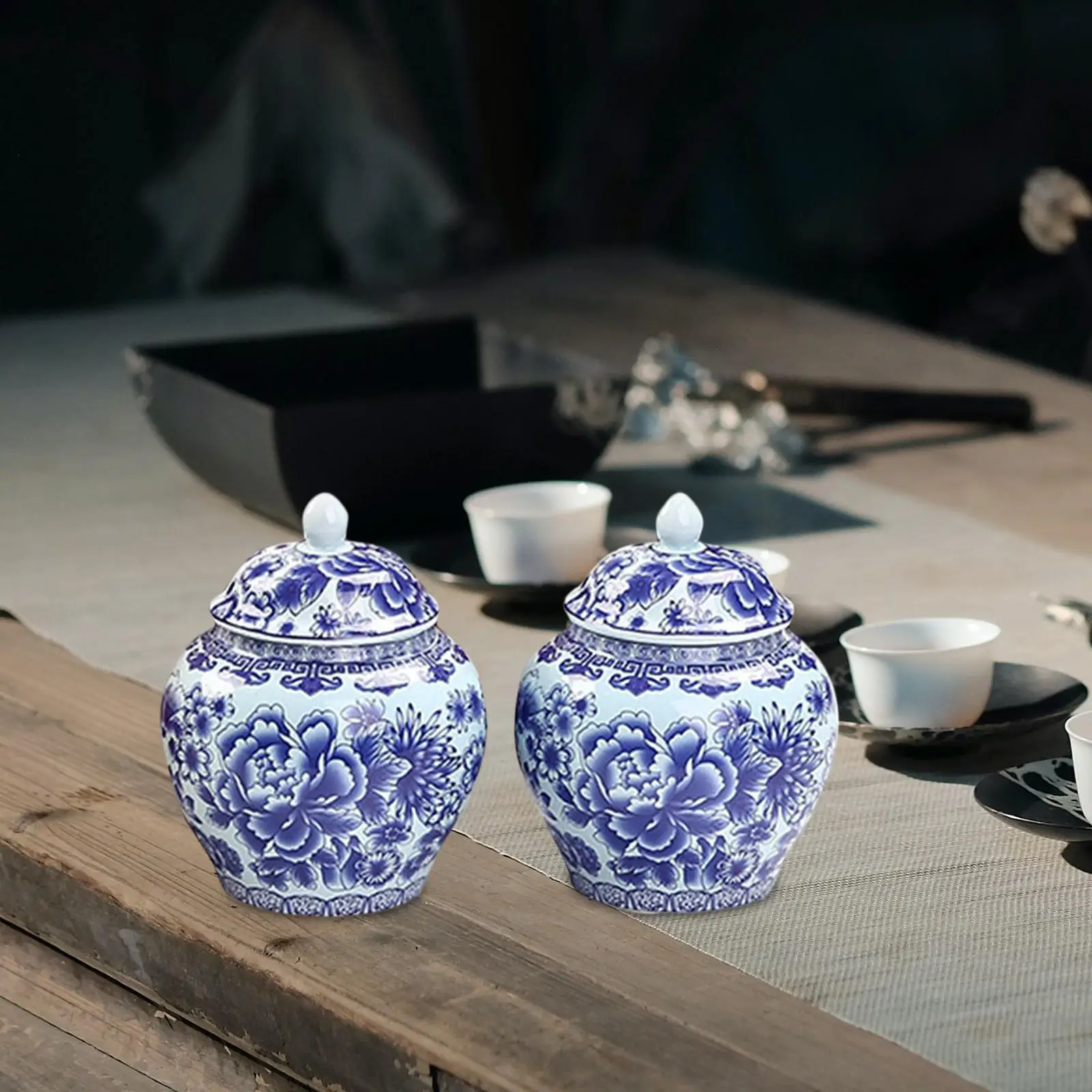 Porcelain Ginger Jars Organizer Planter Glaze Decorative Storage Jar Tea Pot