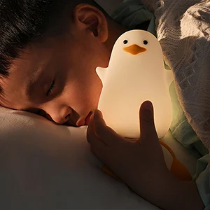 Luz nocturna de Patito para niños, lámpara de pato bonita de silicona,  recargable por USB, lámparas de mesita de noche LED con Control táctil,  Kawaii portátil - AliExpress