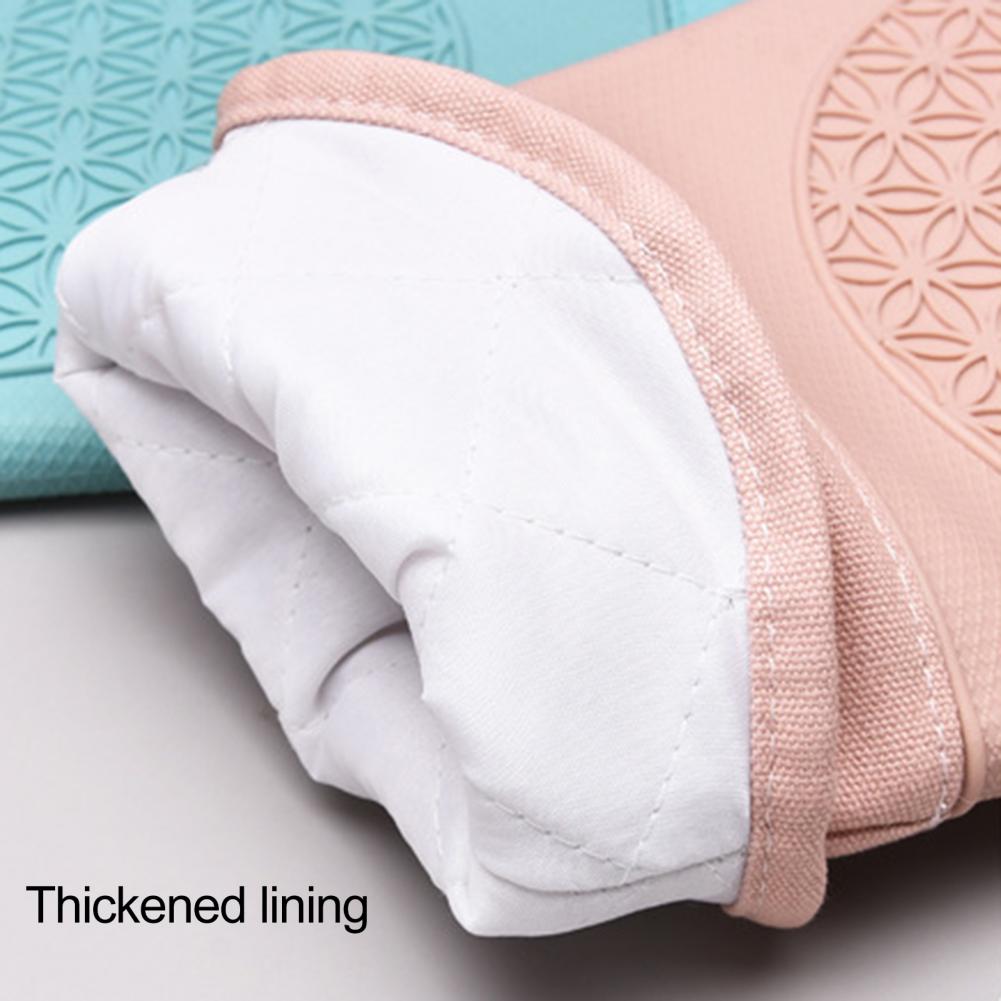 Durable Oven Mitt Silicone Soft Cotton Lining Oven Glove Anti-Scalding Anti-Slip Heat Resistant Microwave Glove Kitchen Supplies