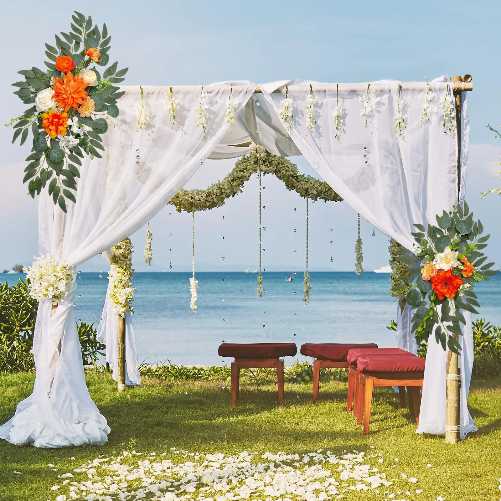 2x Artificial Arch Flower Multicolor Background Wall Decoration Ceremony Signs for Home Wedding Arrangement Ceremony Reception