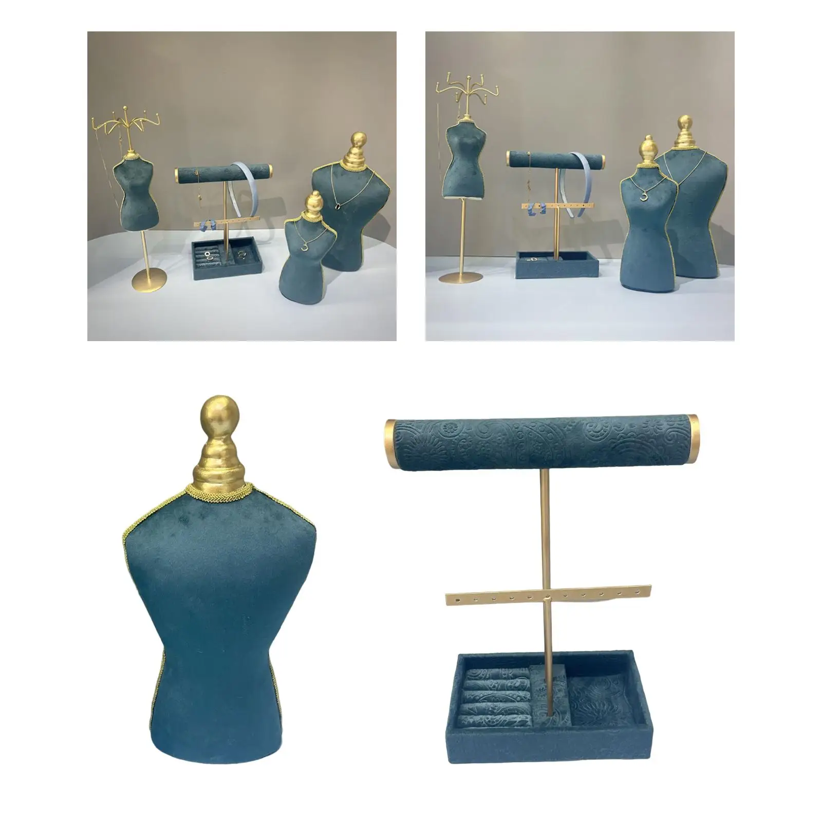 Jewelry Display Props Elegant Flannel Necklace Display Stand Organizer Hanger for Pendant Dresser Showroom Organisation Girls