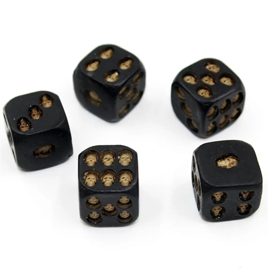 5pcs 6 Sided Resin  - Gothic Style with Skull  - Perfect for Tabletop Wargames and RPGs MTG  Roleplaying Games