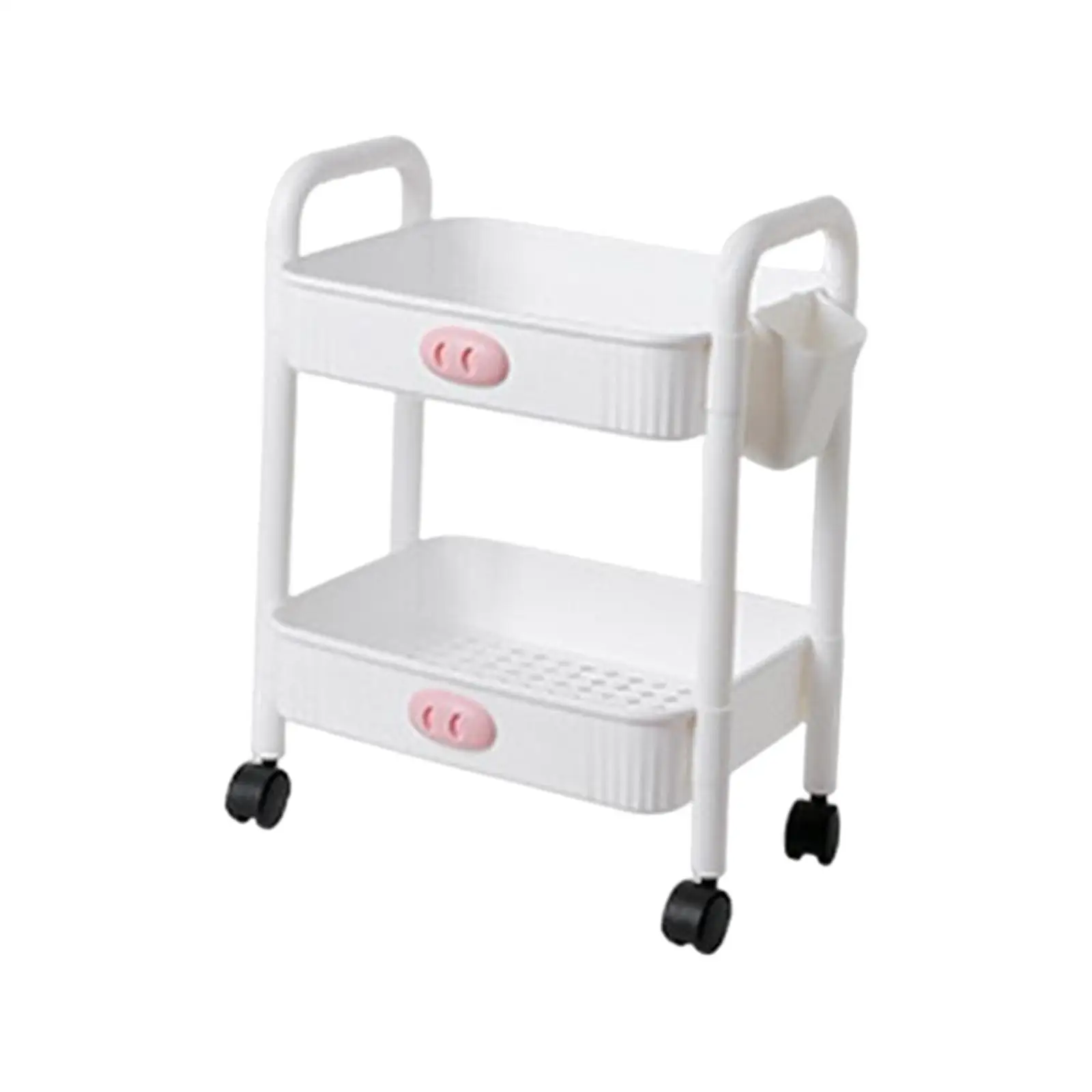 Durable Storage Trolley with Hanging Basket Rack Organizer Rolling Cart for Laundry Bedroom Art Crafts Vegetables Seasonings