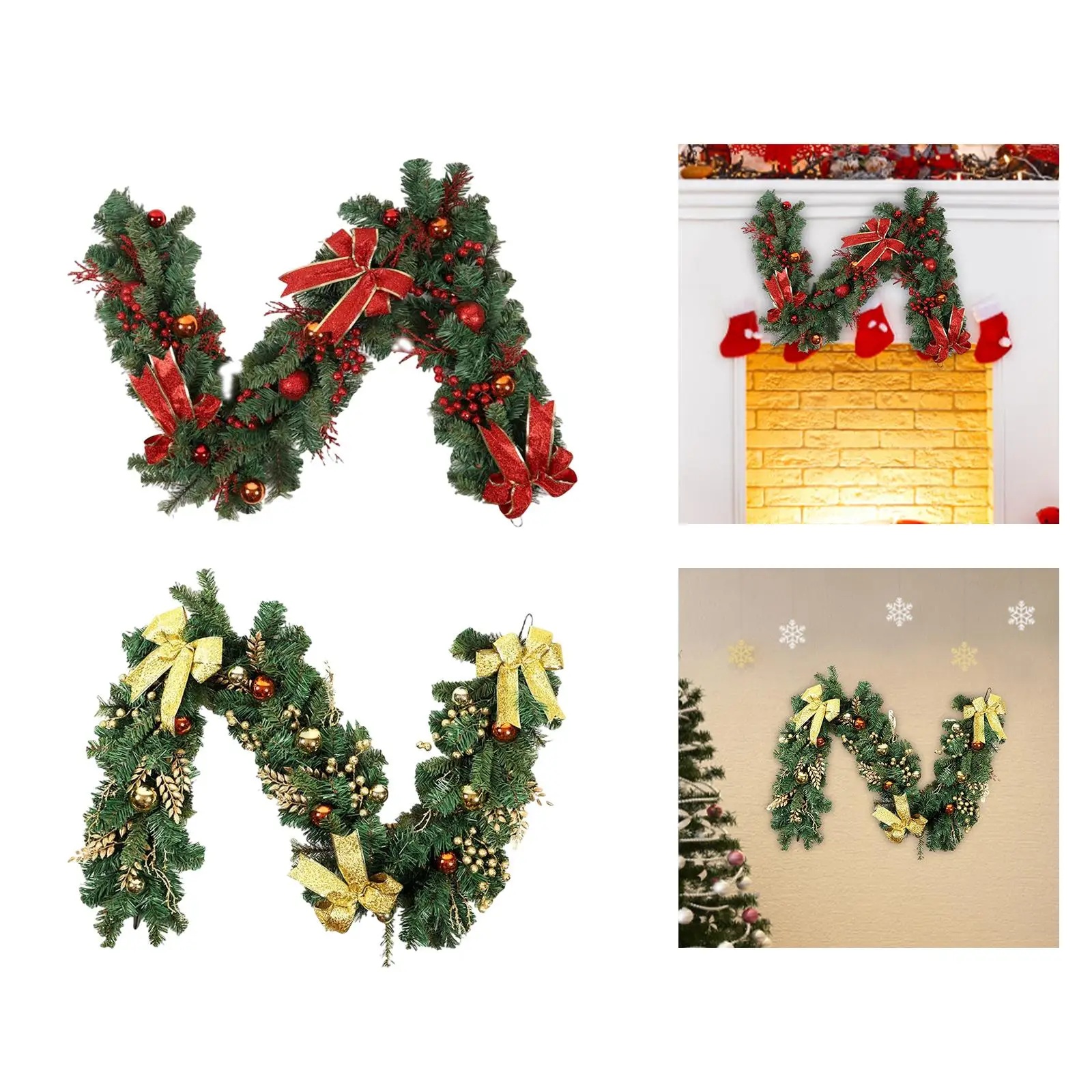 5.9ft Christmas Garland Rattan Artificial vine for Stairs Rooms Chandeliers Indoor Ornaments