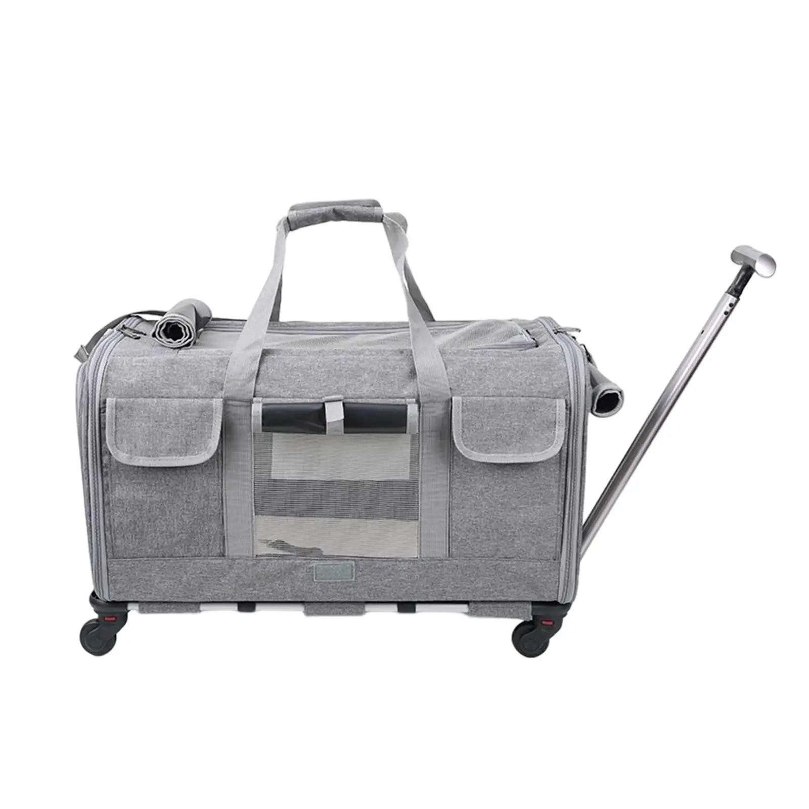 Cat Carrier Trolley Case Dogs Cat Carriers with Detachable Wheels Breathable Carrying Bag for Kitten Puppy Rabbit Car Traveling