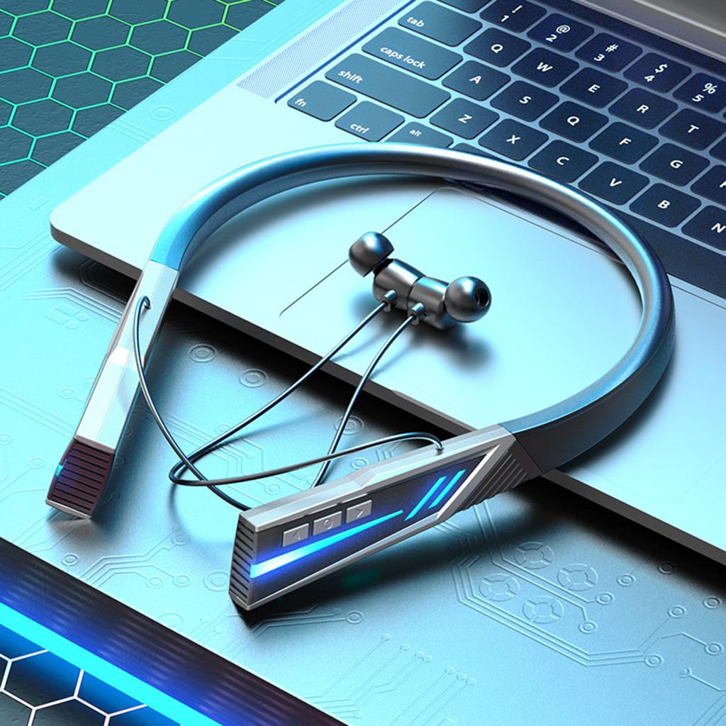 Hanging Neck Headphone Bluetooth 5.2 Built in Mic Voice Assistance Flexible to Wear 15M Transmission for Sports Outdoor Work