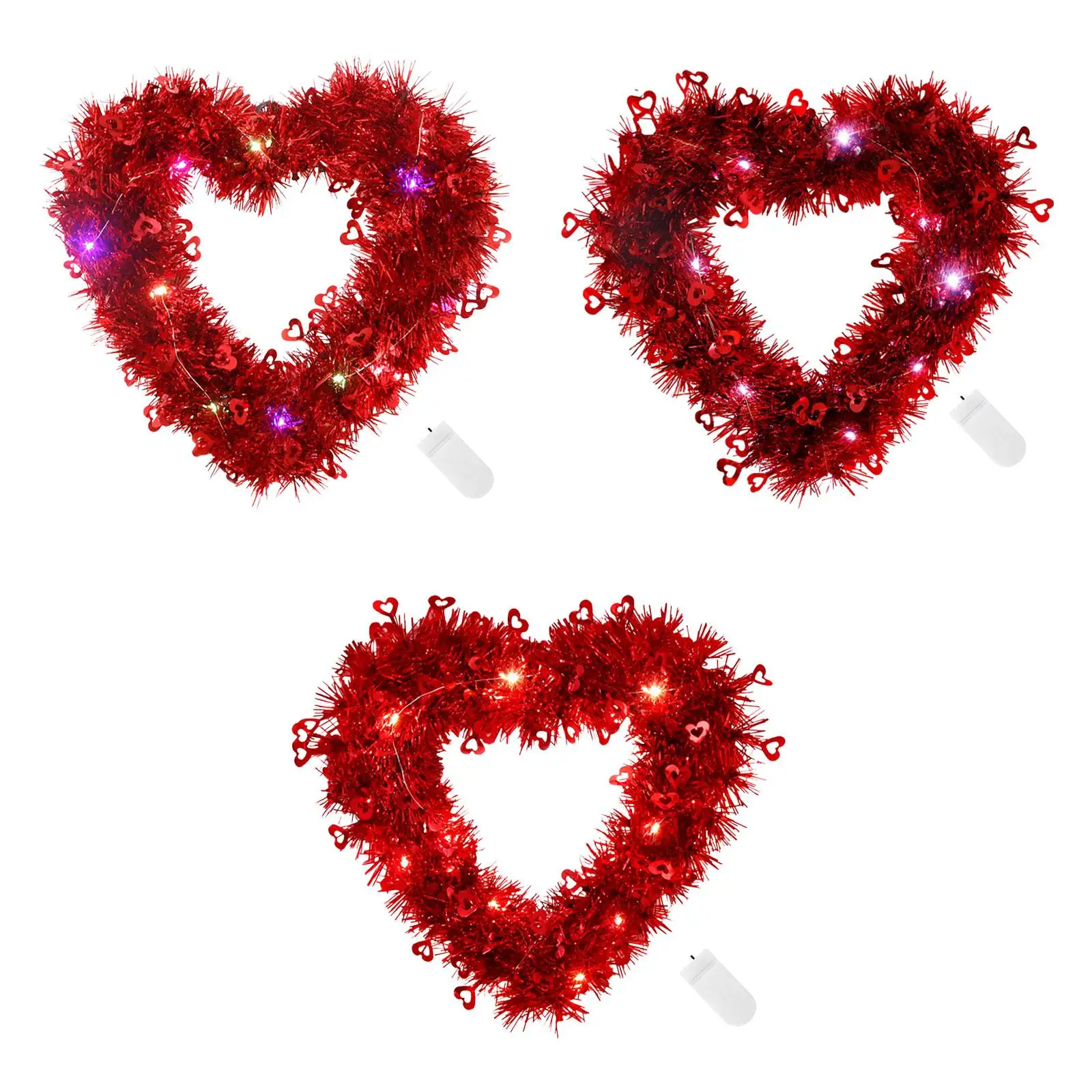 Heart Shaped Valentine Wreath with Light Front Door Decoration for Wedding Anniversary Decor Lightweight Sturdy Stylish Reusable