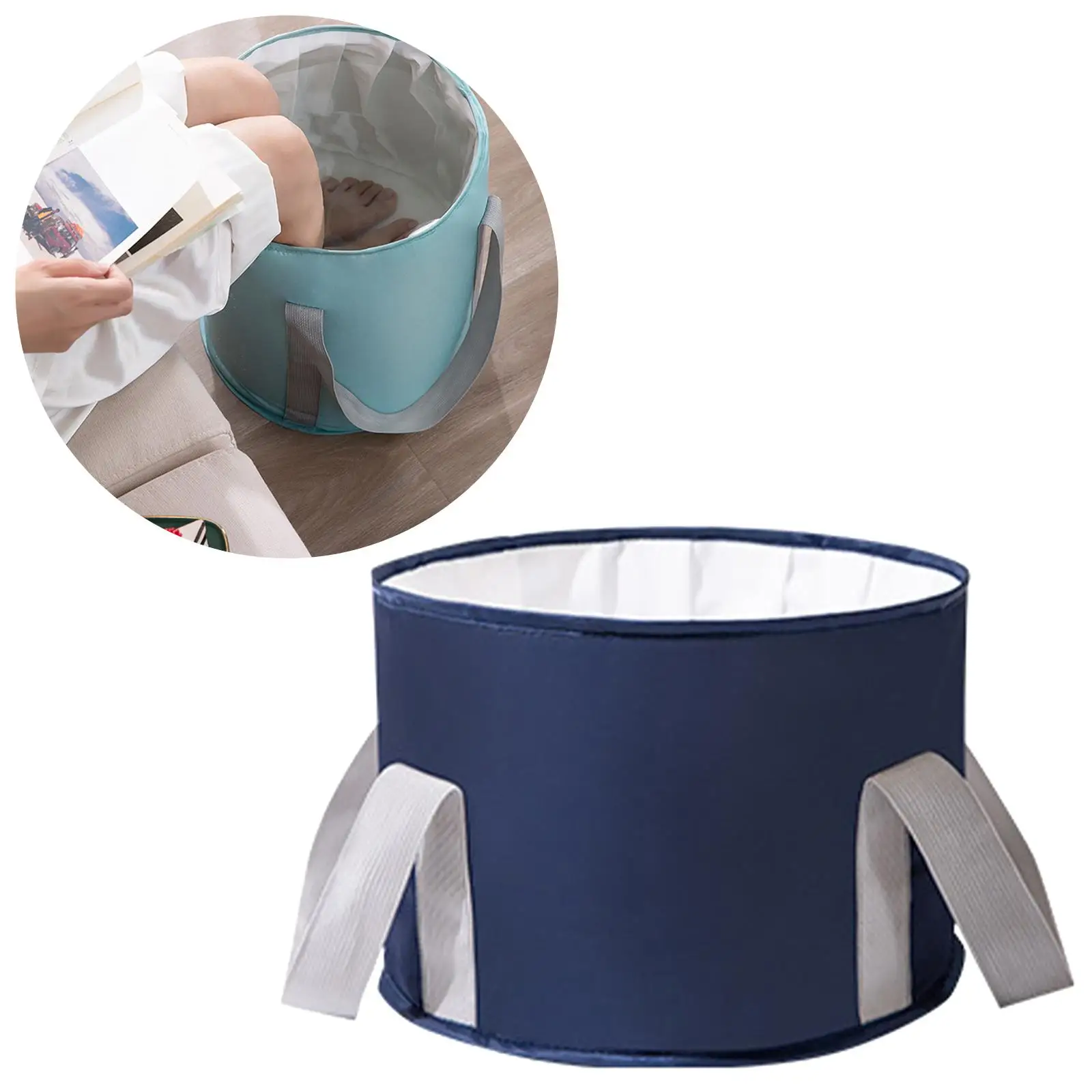 Foldable Basin Washbasin with Handle Bath Bag Foot Soaking Bag for Gardening