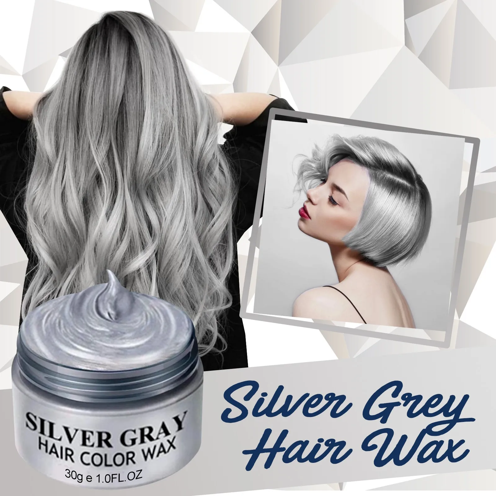 MOFAJANG Hair Color Wax Styling Cream Mud, Temporary Hair | Silver Gray White  Hair Color Wax Pomades 1oz Natural Hair Coloring Wax Cosplay 