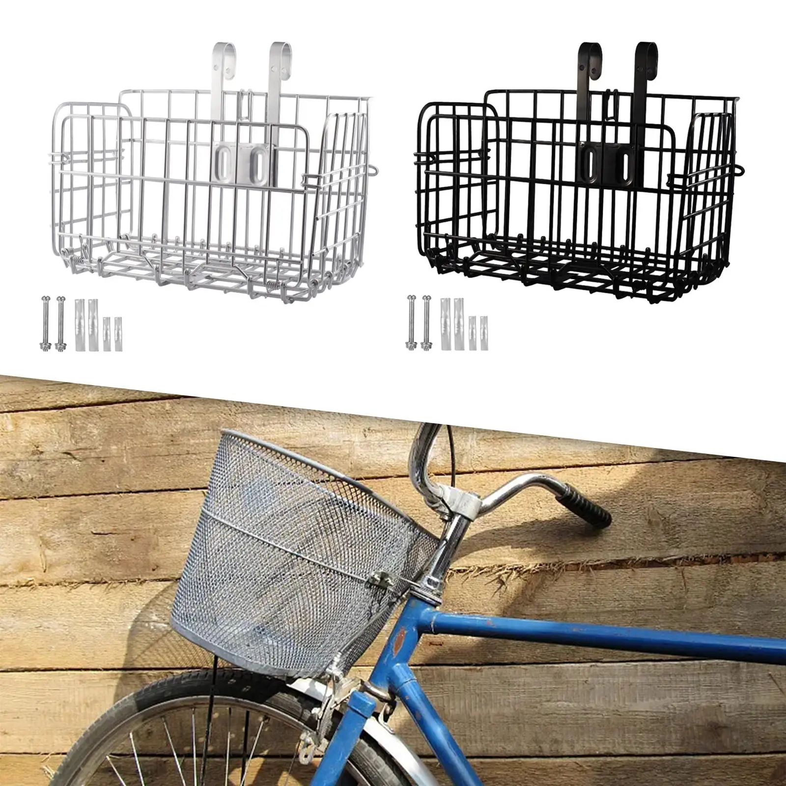Bike Wire Basket Bicycle Frame Basket with Handles Bike Front Cargo Basket for Women Pet Carrier Cycling Bike Accessories