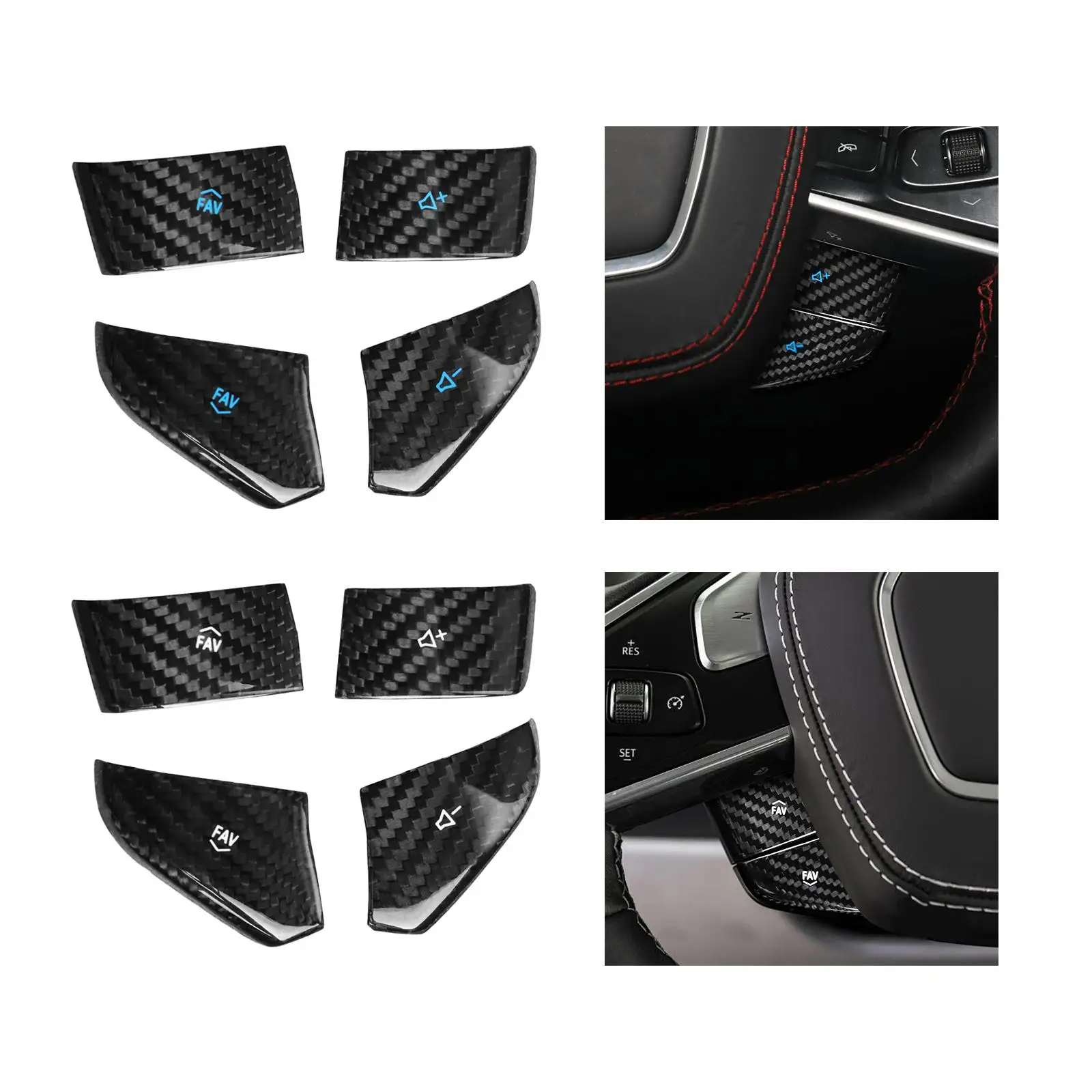 4 Pieces Auto Steering Wheel Button Sticker Car Interior Carbon Fiber Volume Button Cover Trim for Chevrolet C8