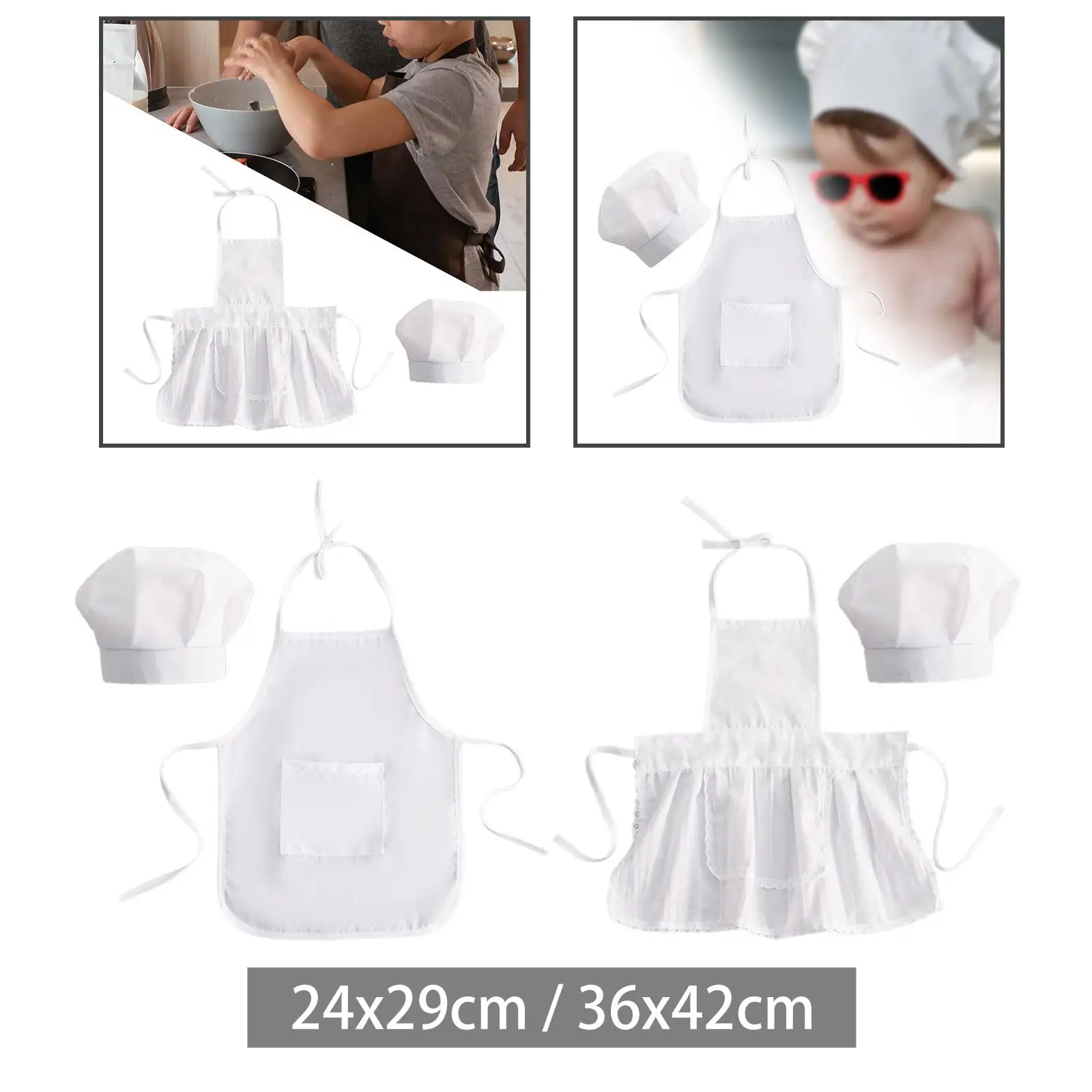 2Pcs Cute Baby Chef Apron and Hat Infant Kids Costume Photography Prop Newborn Hat Apron