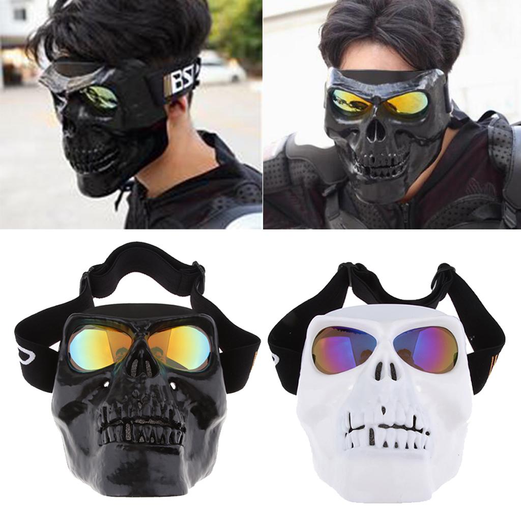 2 Piece Motorcycle Goggles  Mask Motocross Skull Windproof Glasses 