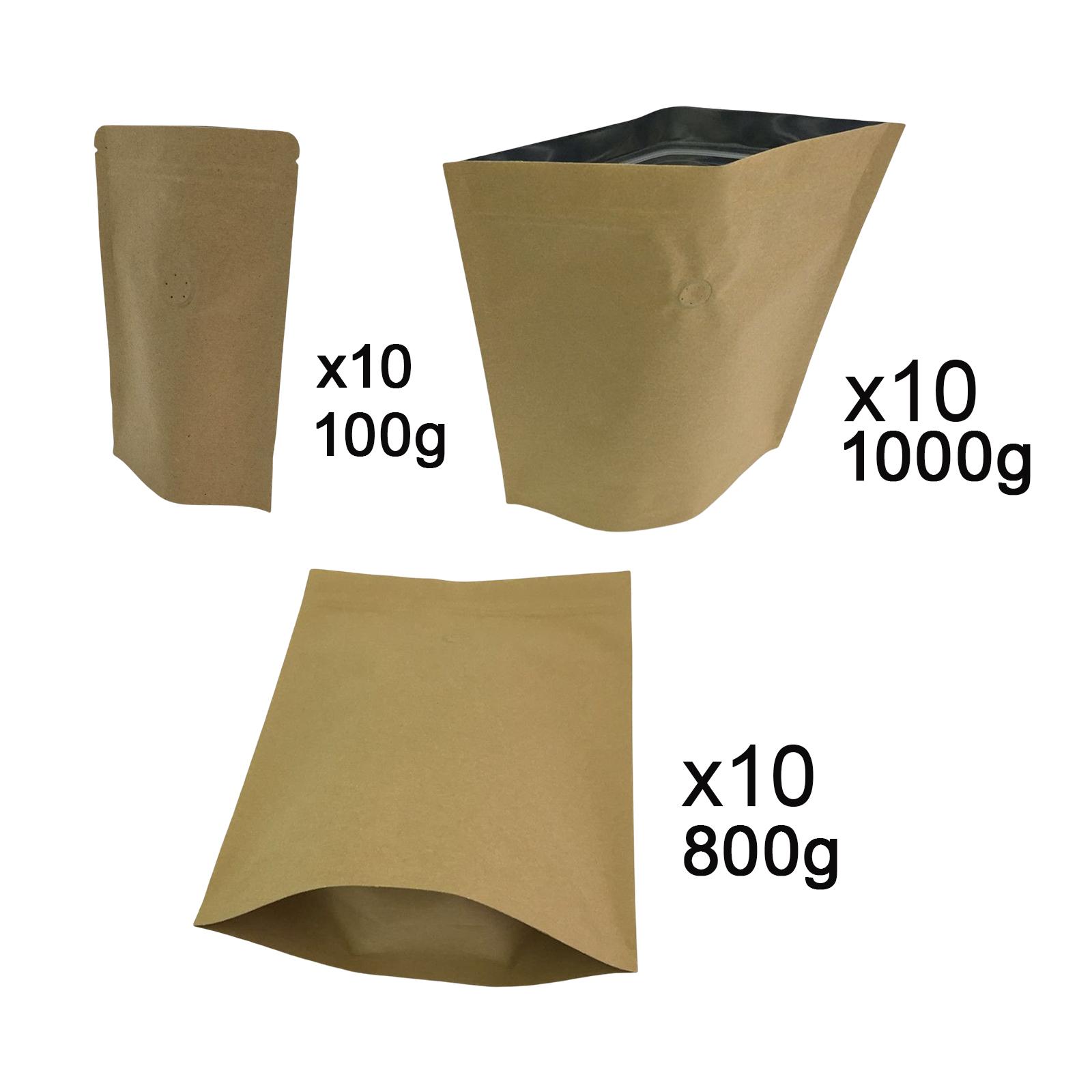 10Pcs Brown Bags Resealable Pocket Organizer Coffee Pouch for Party Favor Popcorn