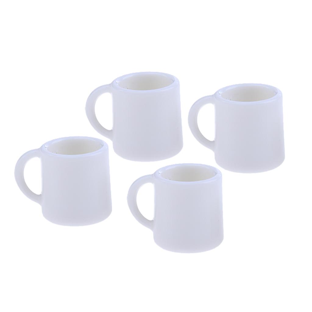 4x 1/12 Dollhouse Miniature Accessories - 4 Pieces Plastic Mugs Cups for Dollhouse Room DIY Life Scenes Decoration