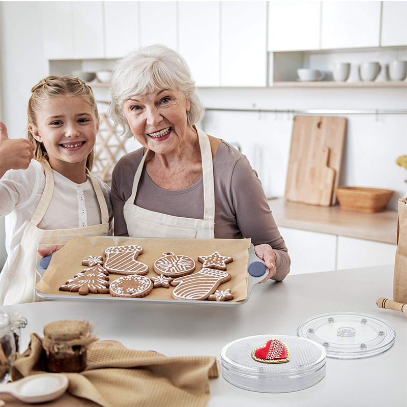 Description Picture 5 of itemAcrylic Square/Round Cookie Turntable Mini Cake Cupcake Decorating Turntable With Anti-Slip Silicone Mat Decaration Supplies 09