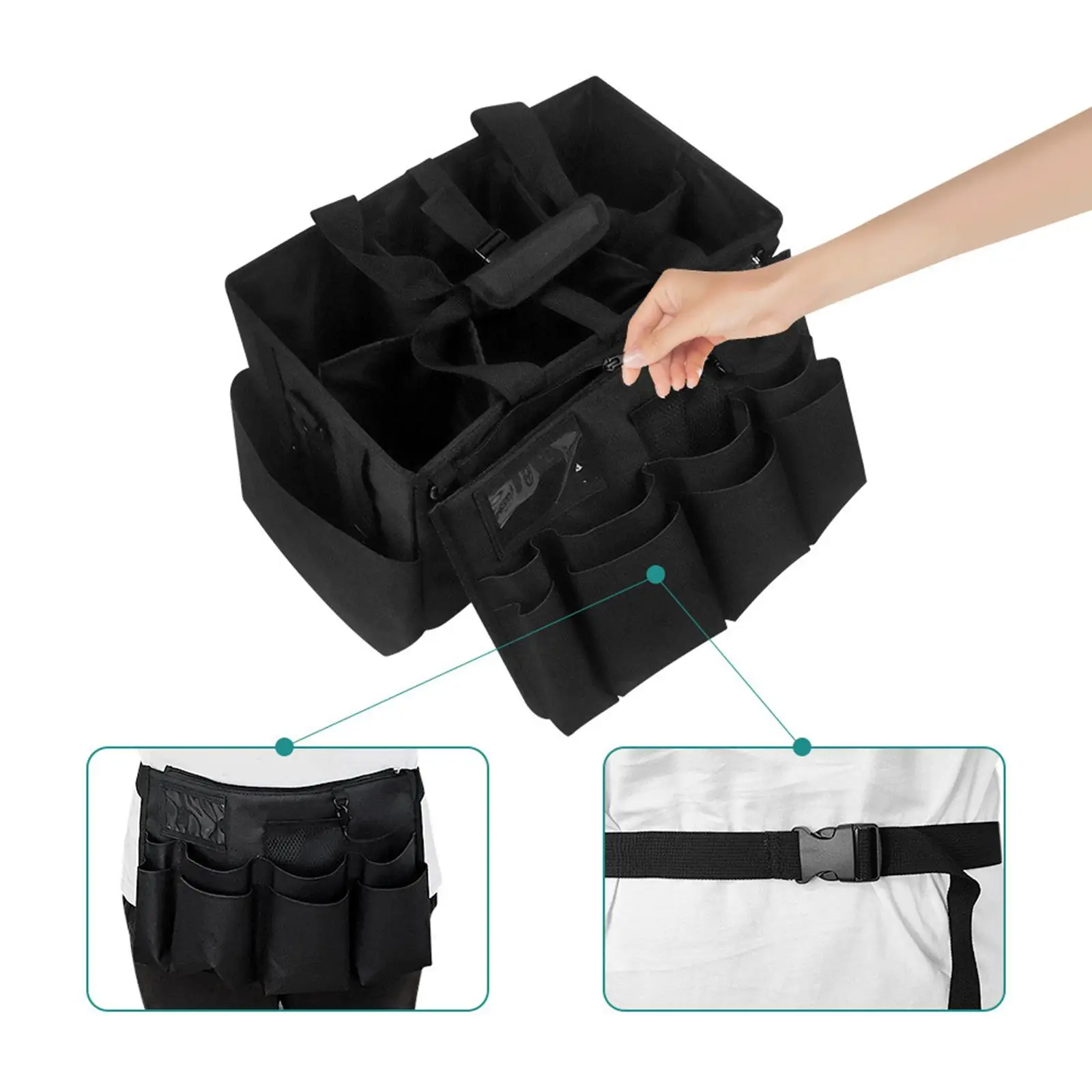 Tool Bag Multipurpose with Apron Wearable Cleaning Supply Organizer Cleaning Supply Tote for Car Washing Painting Farm Gardening