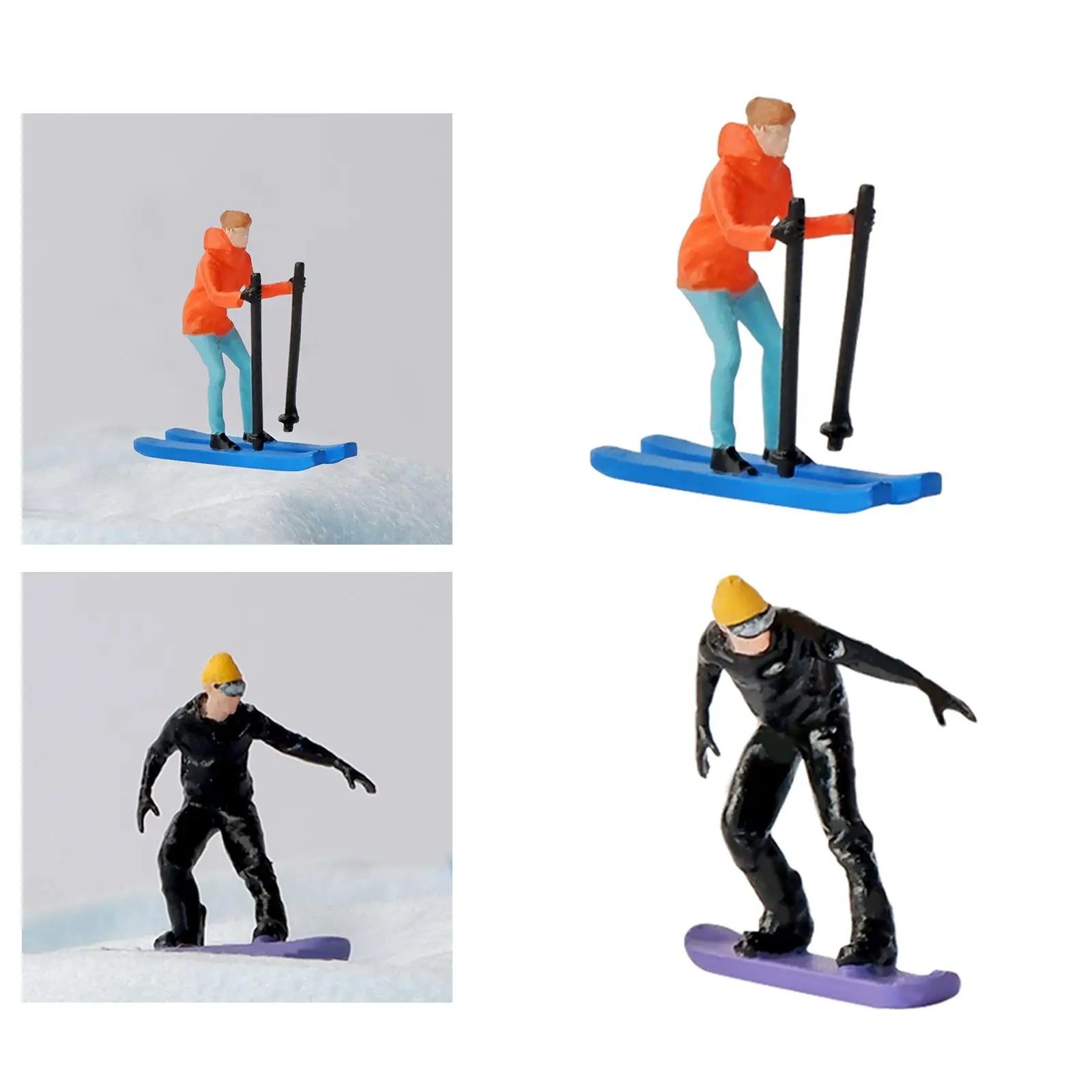 1/64 Scale Miniature Model Skiing Figures Simulation Figurines Mini People Model for DIY Scene Sand Table Layout Decoration