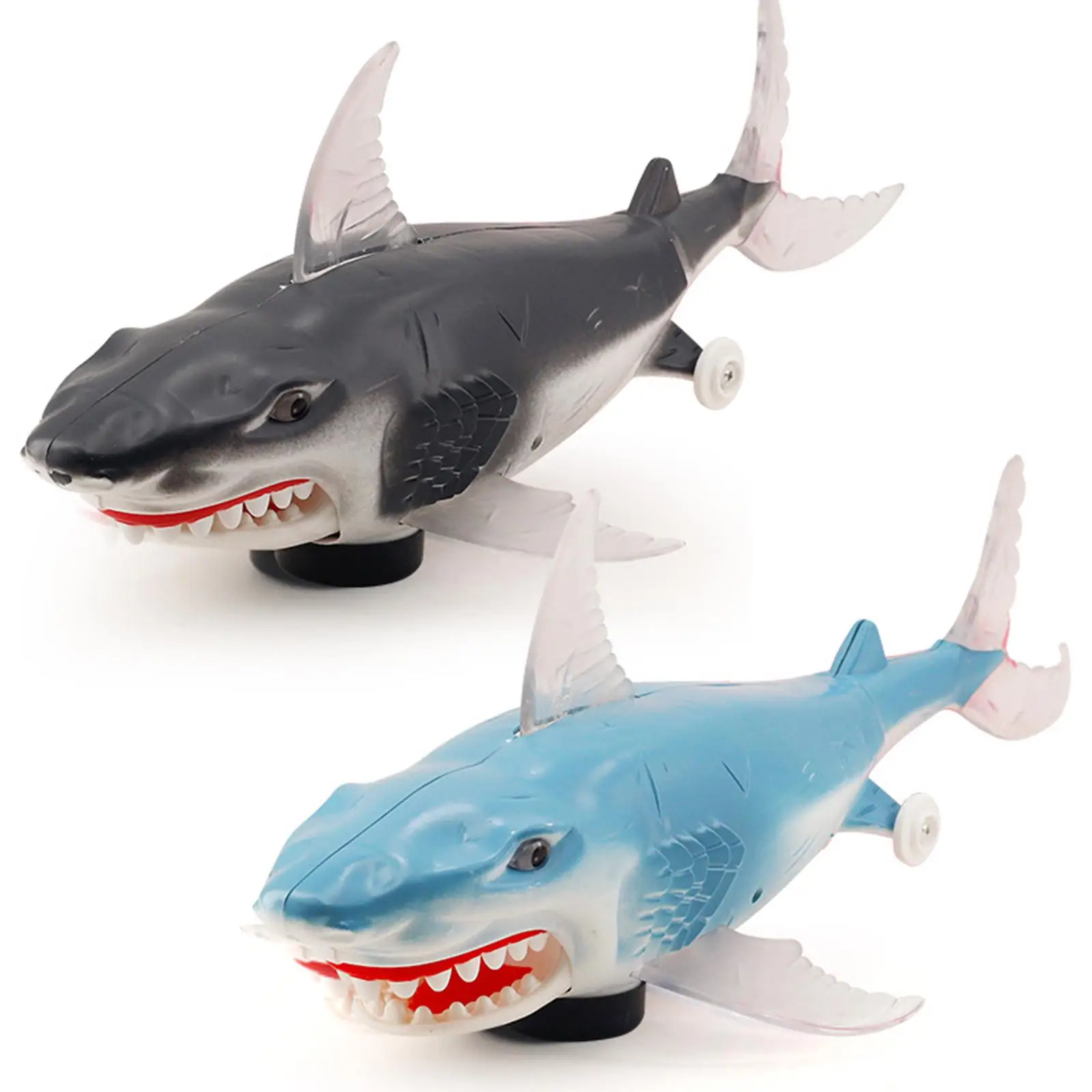 Battery Operated Electric Shark Action Figures Realistic Open Mouth Sea Animal Movable Tail for Kids Ages 4 and up