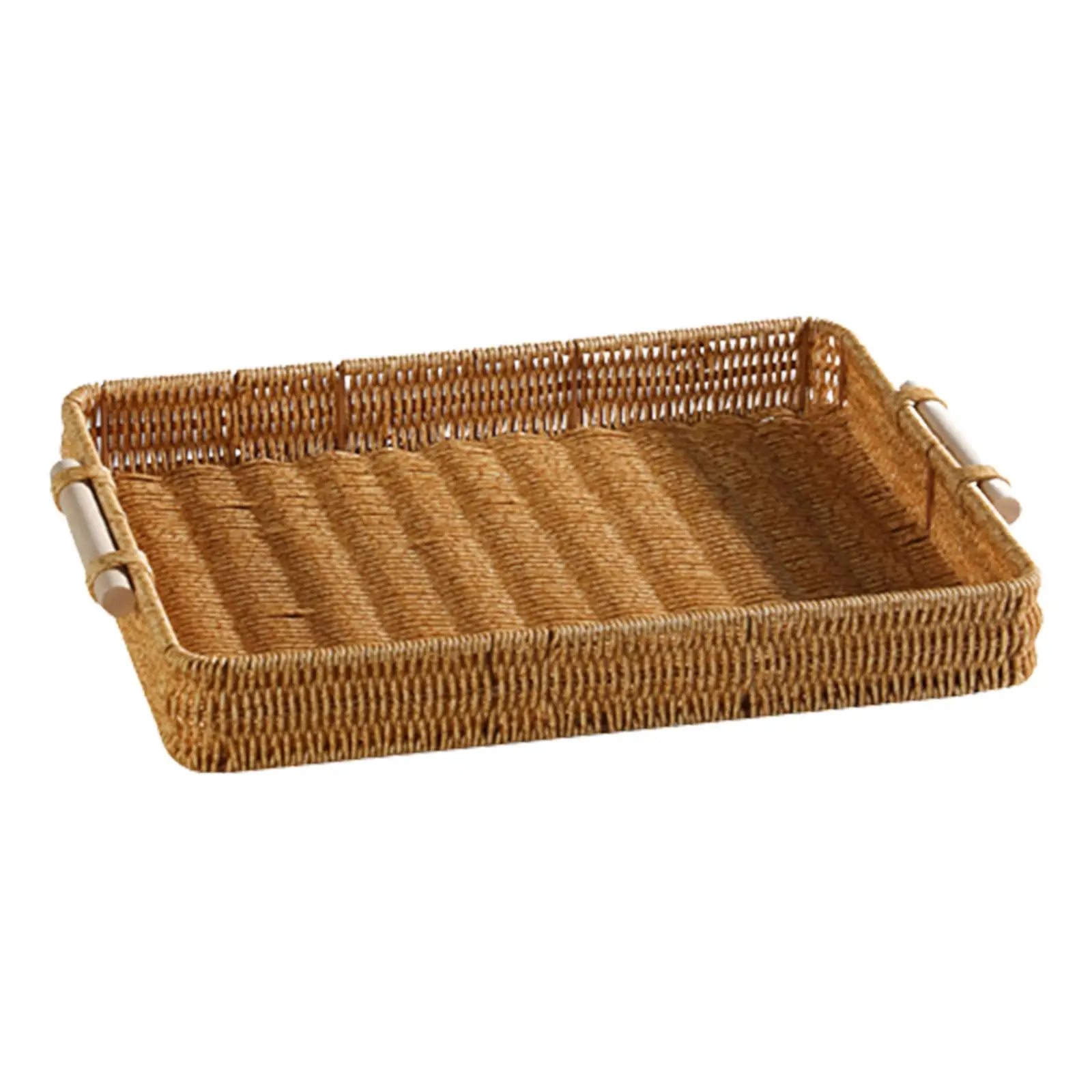 Imitation Rattan Woven Bread Baskets Fruit Cake Platter Dinner Serving Tray