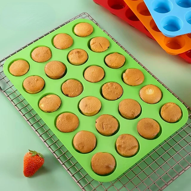 24 Cavity Round Mini Muffin Cup Silicone Cupcake Egg Tart Cake Mold Cookies  Reuse Baking Decorating Tools Making Mould - AliExpress