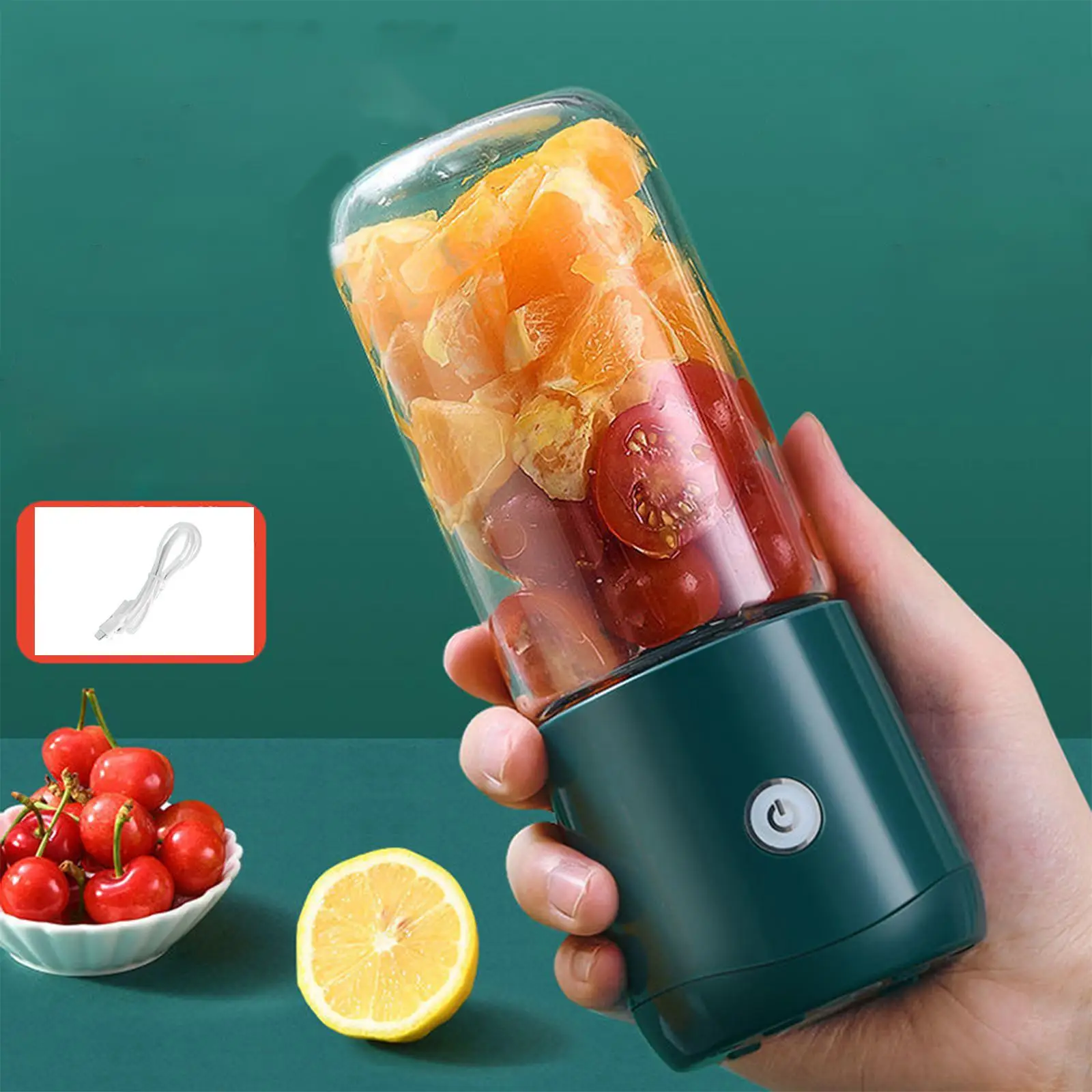 Handheld Juicer USB Rechargeable Powerful Fruit Lemons Oranges Blender Smoothies Mixer 380ml Stainless Steel Orange Juicer Mixer