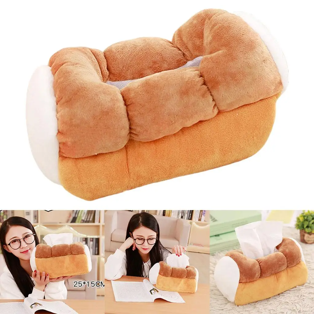 1pc Cute Plush Toy Emulational Bread Soft Tissue Boxes Creative Gift