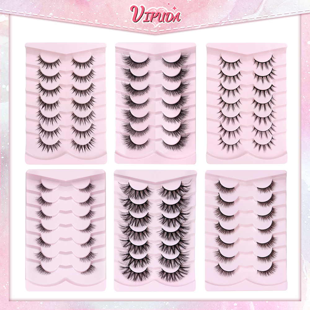 Best of Vipuda 7pairs Cat Eye Lashes Faux Mink Eyelashes Natural False Eyelashes Wispy Fluffy Eyelash Extension Makeup Half Lashes Tool Reviews & Tips