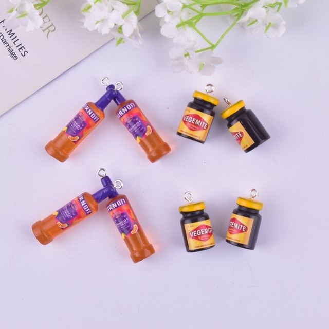 10pcs/lot Creative Resin Vodka Mineral Water Bottle Charms For