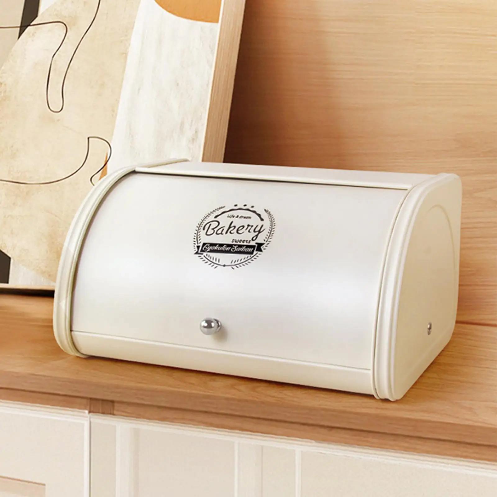 Metal Bread Box Bin with Roll Top Lid Multi Purpose Storage Container