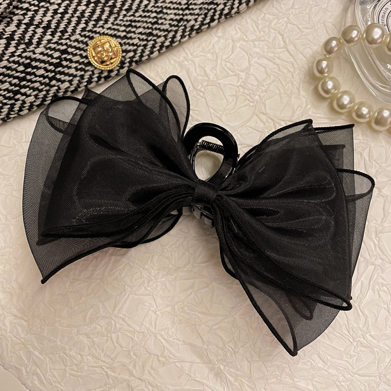 Mesh Spitze Haar Krallen für Frauen Koreanische Mode Haar Clips Mädchen Bowknot Schwarz Haarspangen Krabben Klaue Clip Haarnadeln Haar Zubehör – Detail 5
