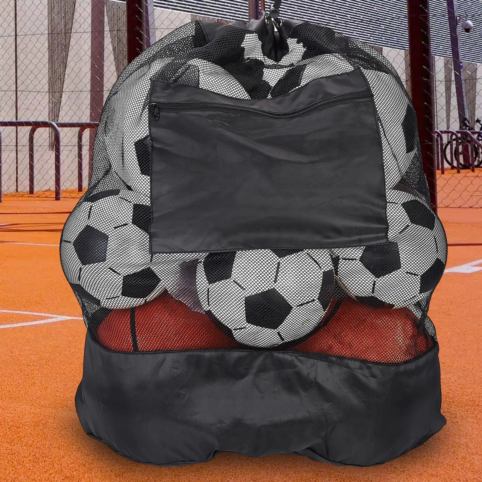 Soccer Ball Bag Sports Ball Mesh Bag, Soccer Team Balls Bag with Shoulder Strap, Drawstring Sport Storage Bag for Football