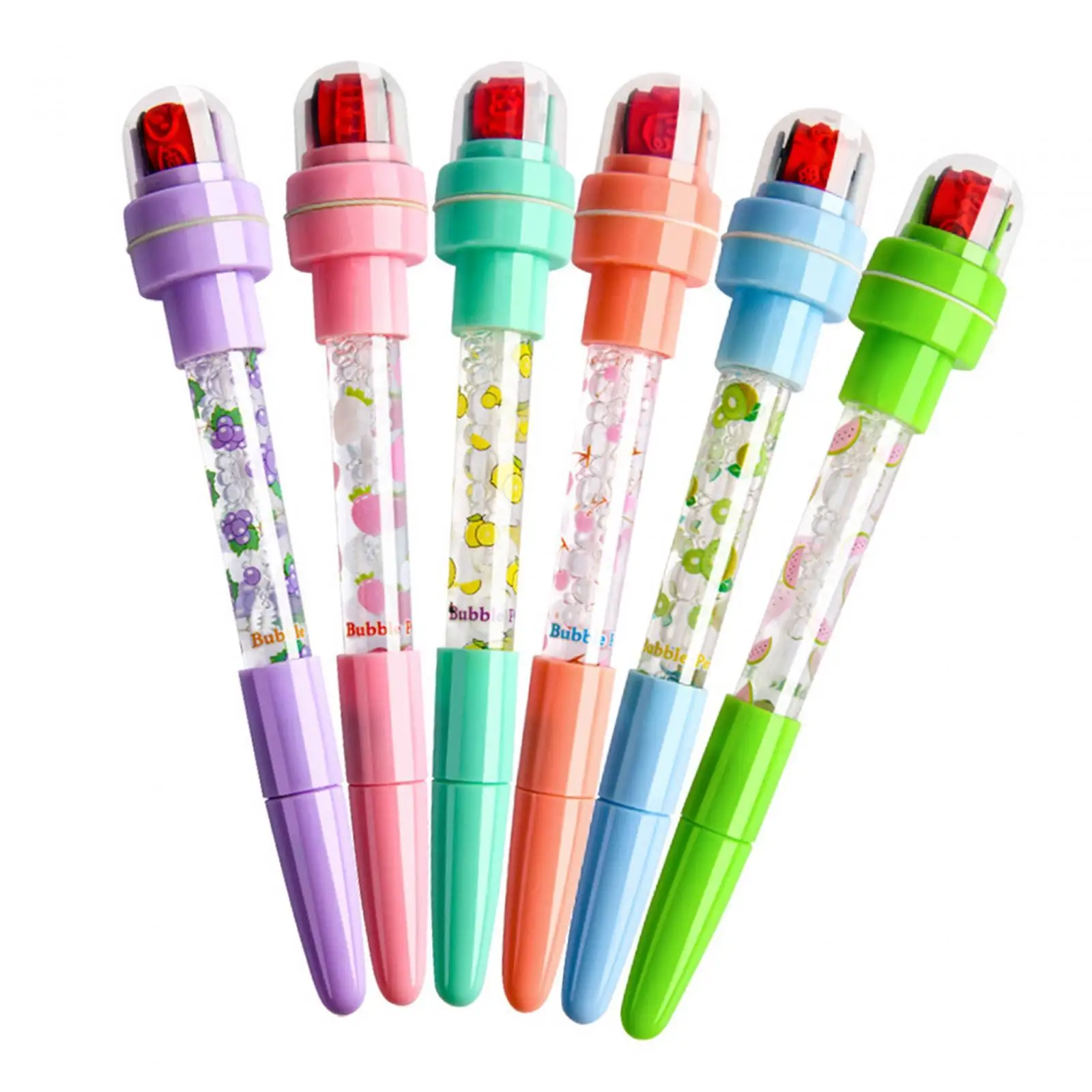 6x Ballpoint Pen 0.7mm Durable Supplies Multifunctional DIY Portable Stamp Toy Pens for Office Writing Classroom Draw Exam Spare