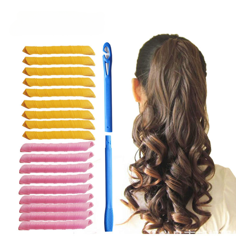 18pcs/set Spiral Hair Curlers Heatless Non-Damaging Wave Formers DIY Hair Rollers Hairs Curler Styling Tool Set Hair Accessories