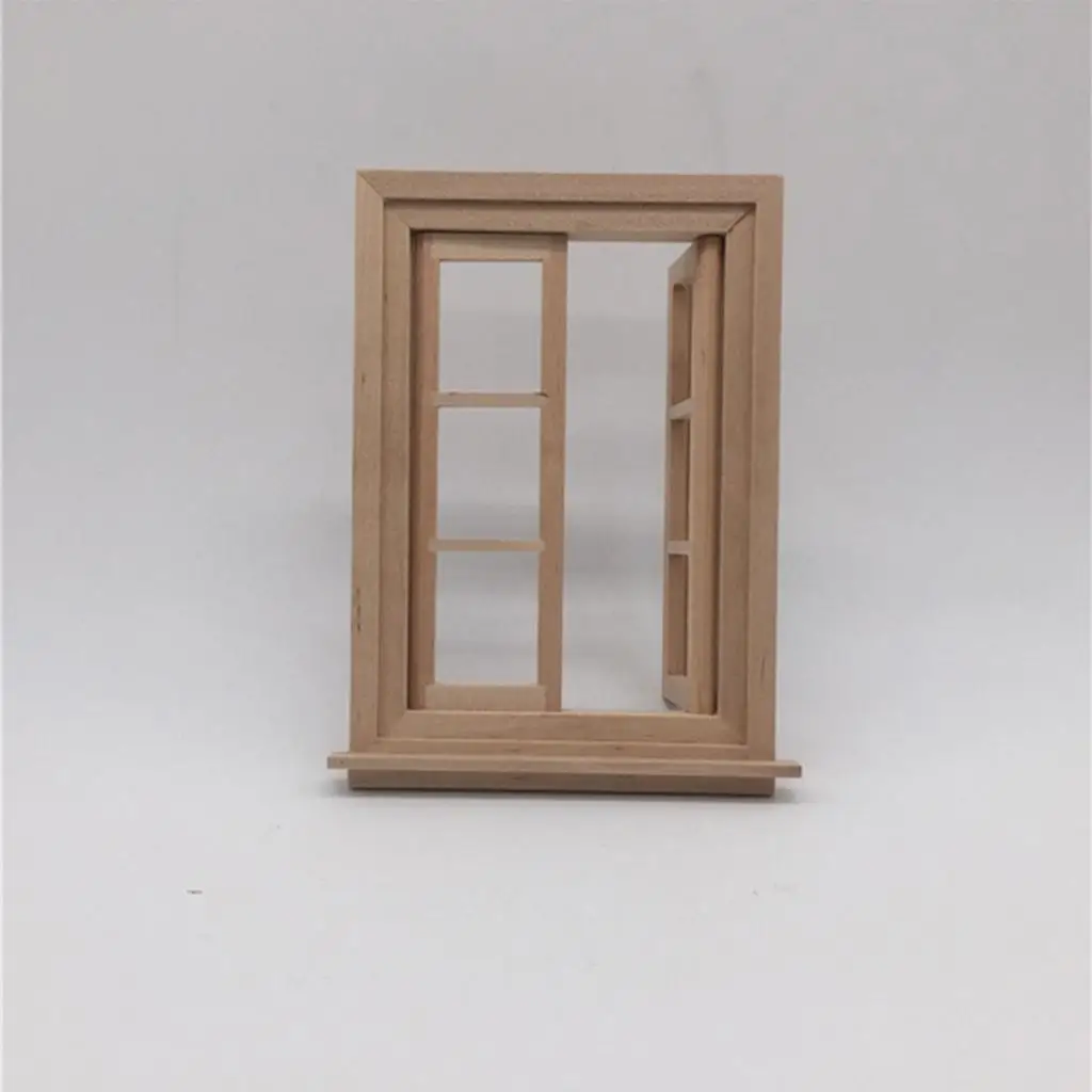 Retro 1/12 Dollhouse Miniature DIY Accessory Unpainted 6 Pane Window 