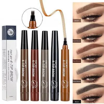 Best of 4 Point Eyebrow Pencil 4 Prong Tip Eyebrow Pen 4 Fork Eyebrow Pencil Waterproof Liquid Eyebrow Pencil Long Lasting Like Real Reviews & Tips