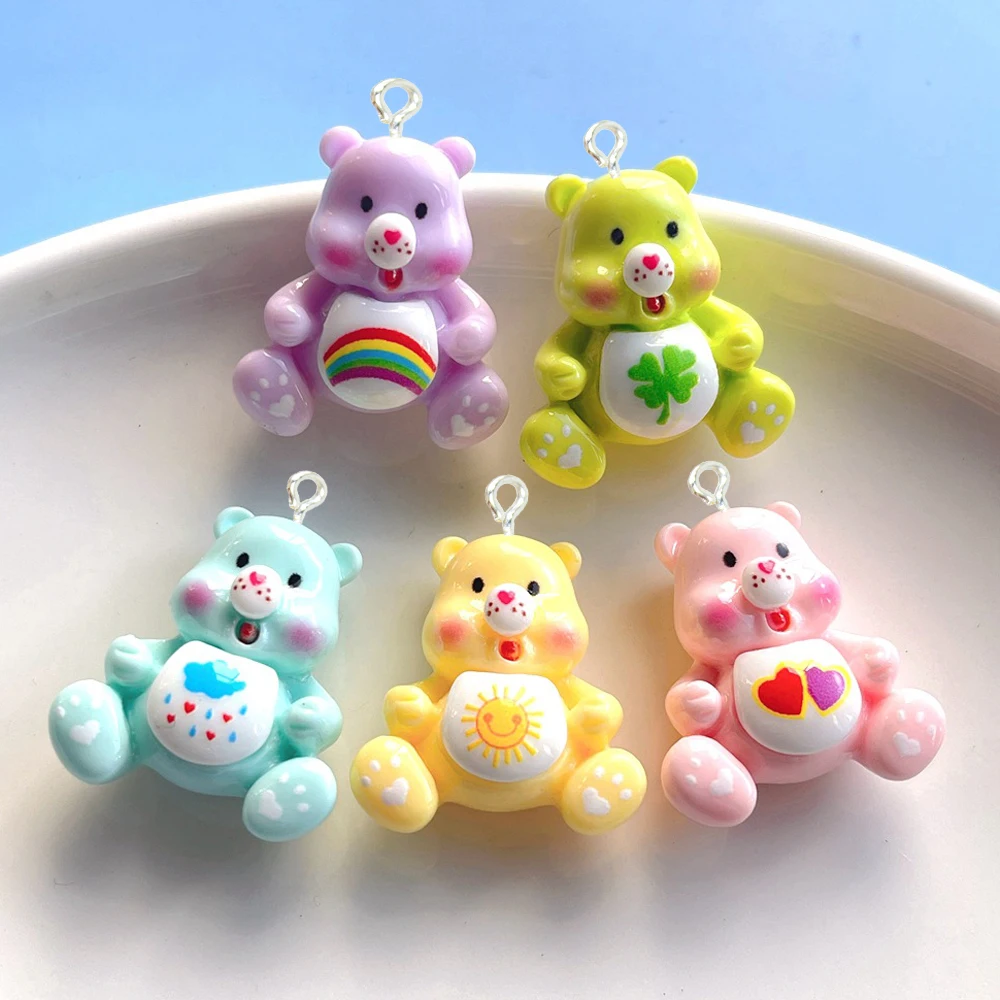 10pcs Cute Heart Bear Ice Cream Charms Pendant For Earring Jewlery Making  Findings Resin Milk Bottle