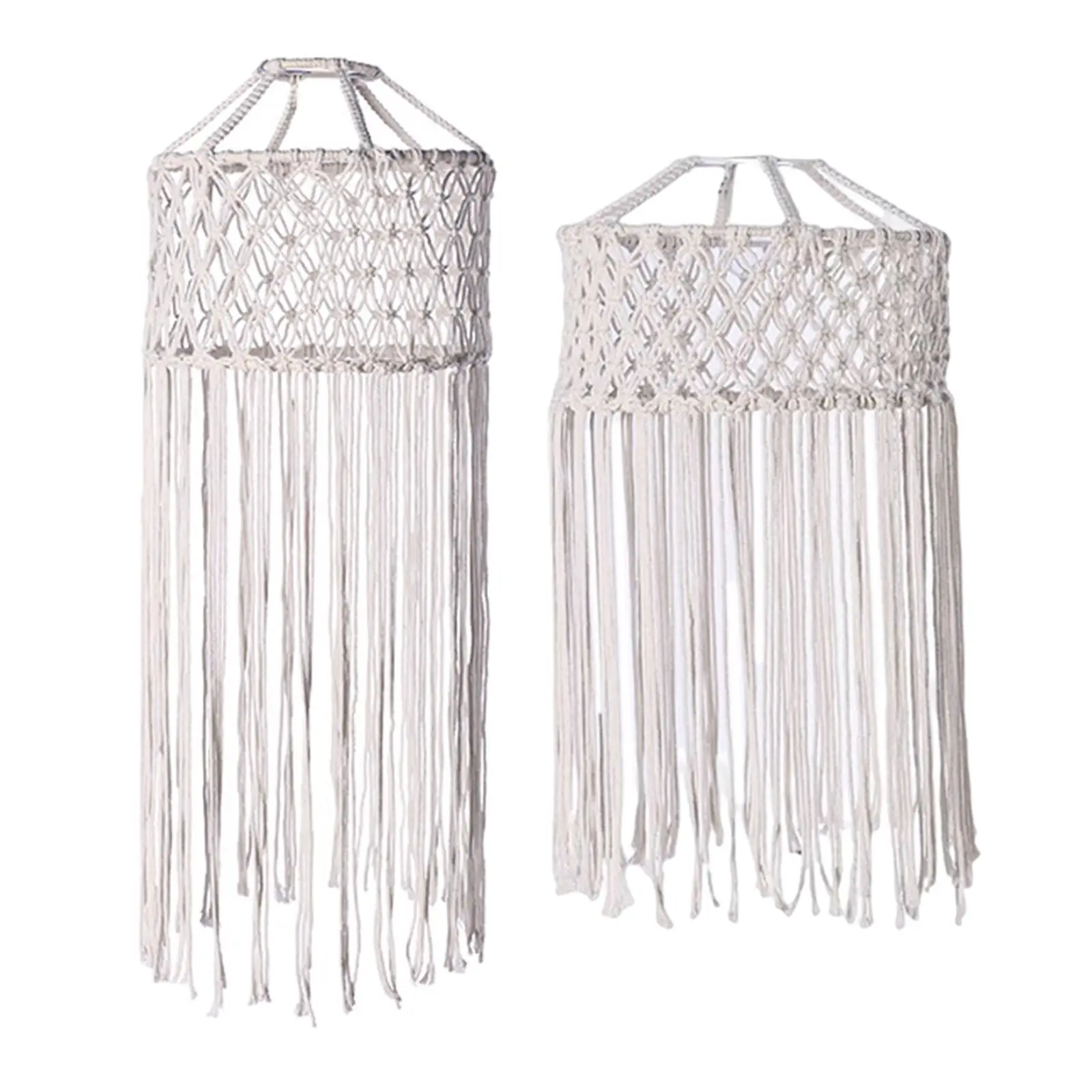 Macrame Lamp Shade, Woven Lampshade White Chandelier Lamp Cover for Backdrop Decorations