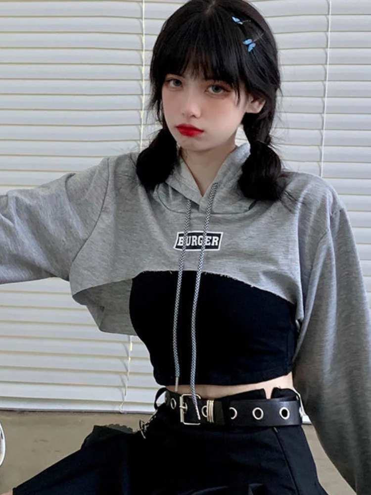 With Hat Hoodies Women Basic Design Young Korean Fashion Mujer All-match Teens Simple Cool Loose Y2k Cozy Street Wear Popular