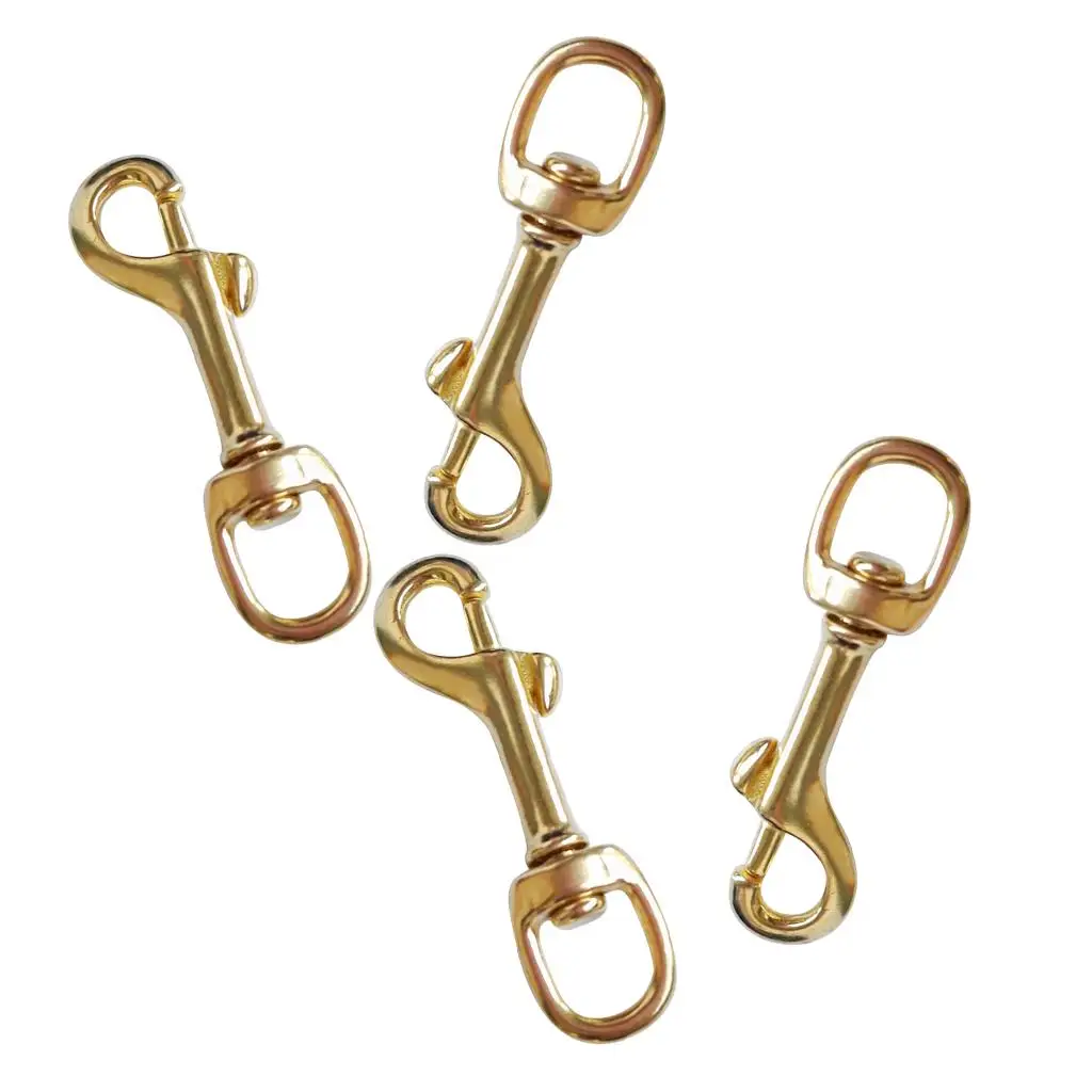 4pcs Gold Brass Swivel Eye  Snap Hook Clip for Scuba Diving Snorkeling