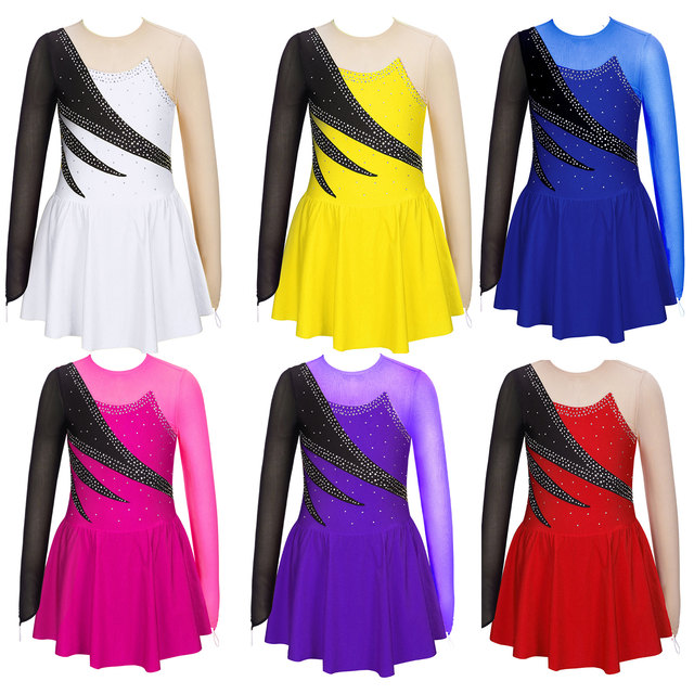 Vestito Da Pattinaggio Artistico Con Strass - Body Manica Lunga Per Donna, Danza Classica E Competizione
