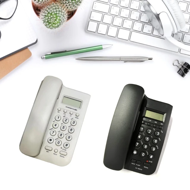 Teléfono con cable E5BA con pantalla de identificación de llamadas, teléfono  fijo clásico de escritorio con cable, teléfono con botón grande - AliExpress