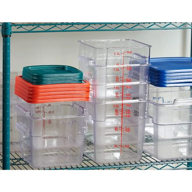 CURTA 4 Pack 22.0 Qt Square Food Storage Containers with Blue Lids 