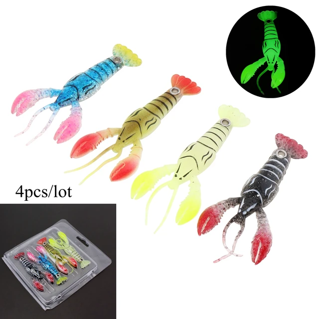 4pcs Creature Bass Artificial Soft Plastic Crawfish for  Freshwater/Saltwater with Metal Wire Hole Shrimp Fishing Lure Baits -  AliExpress