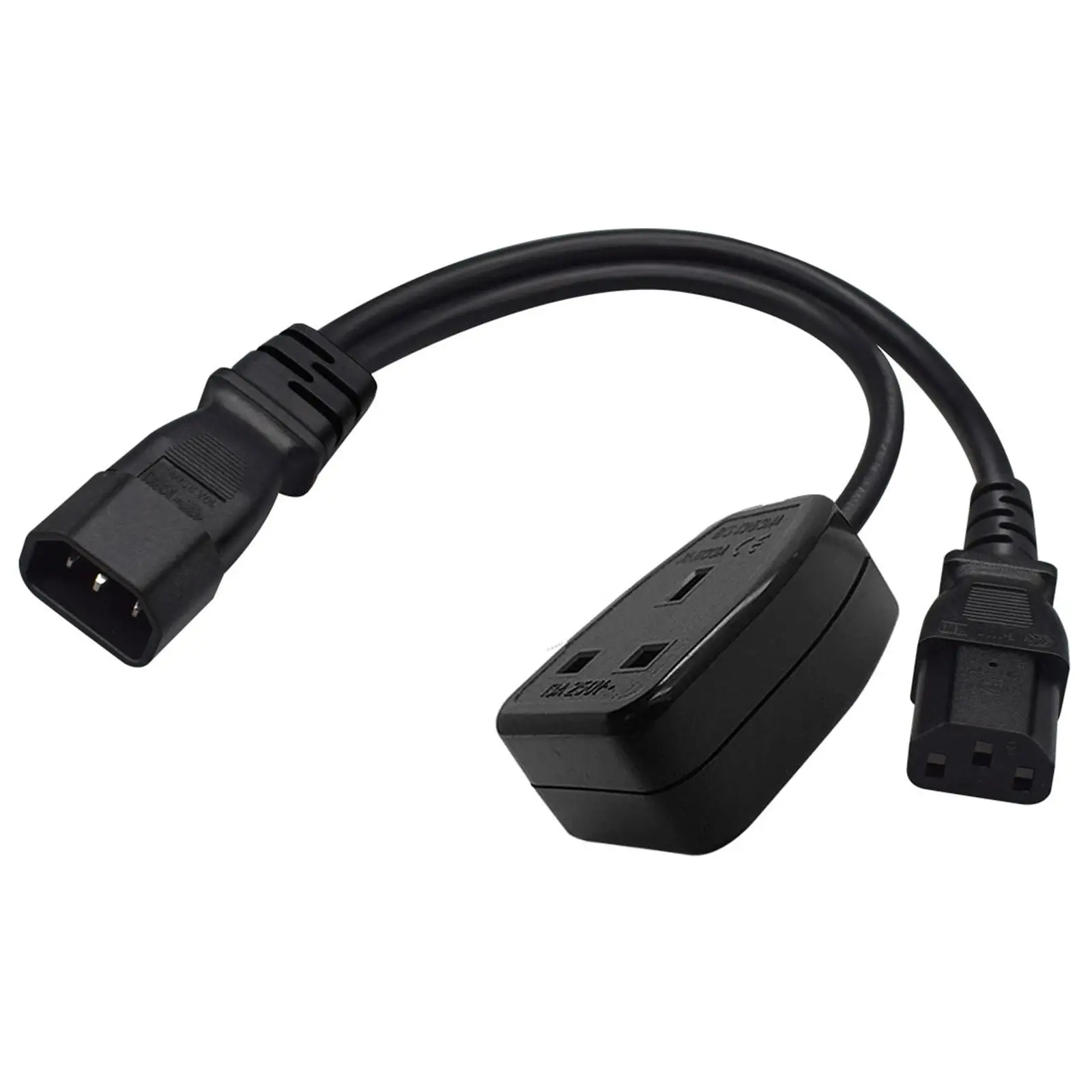 Universal C14 Male to C13 UK Female Convertor Cord Spare Parts 3 Pin to 3 Pin 2500W 13A Waterproof IEC320 C14 to C13 Power Cable