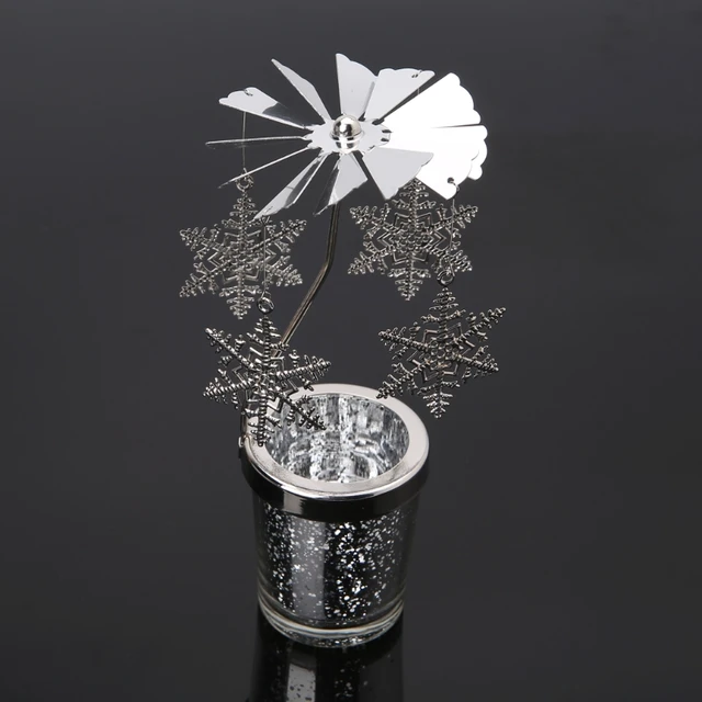 Chandelier rotatif en métal, 2 pièces, flocons de neige carrousel, porte- bougie, support, lumière, décoration de maison romantique, nouveau -  AliExpress