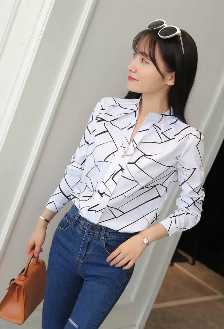 Title 10, Stripe White Women Shirt Korean Fashion Women